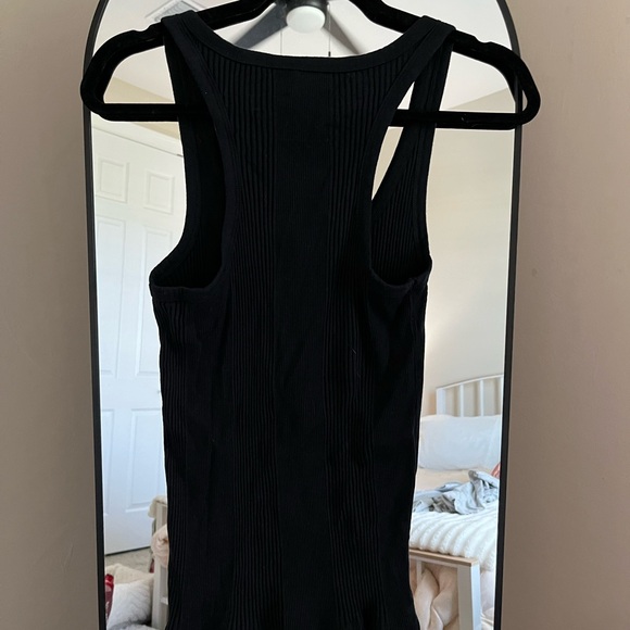 Aerie Black Ribbed Tank Top with Button Detail - Picture 4 of 5